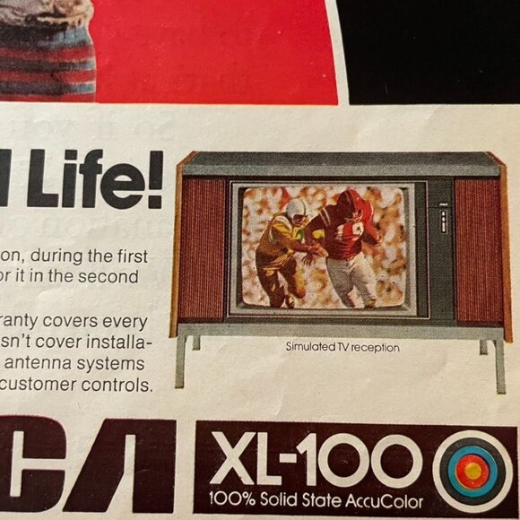 1971 RCA Announces XL-100 TV 2 Full Page Ad Football Players Running Vintage u O - Picture 4 of 5